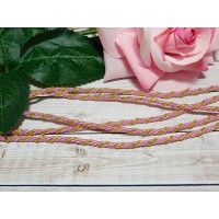 Шнур декоративный витой 3 мм, 10 м розовый + золото